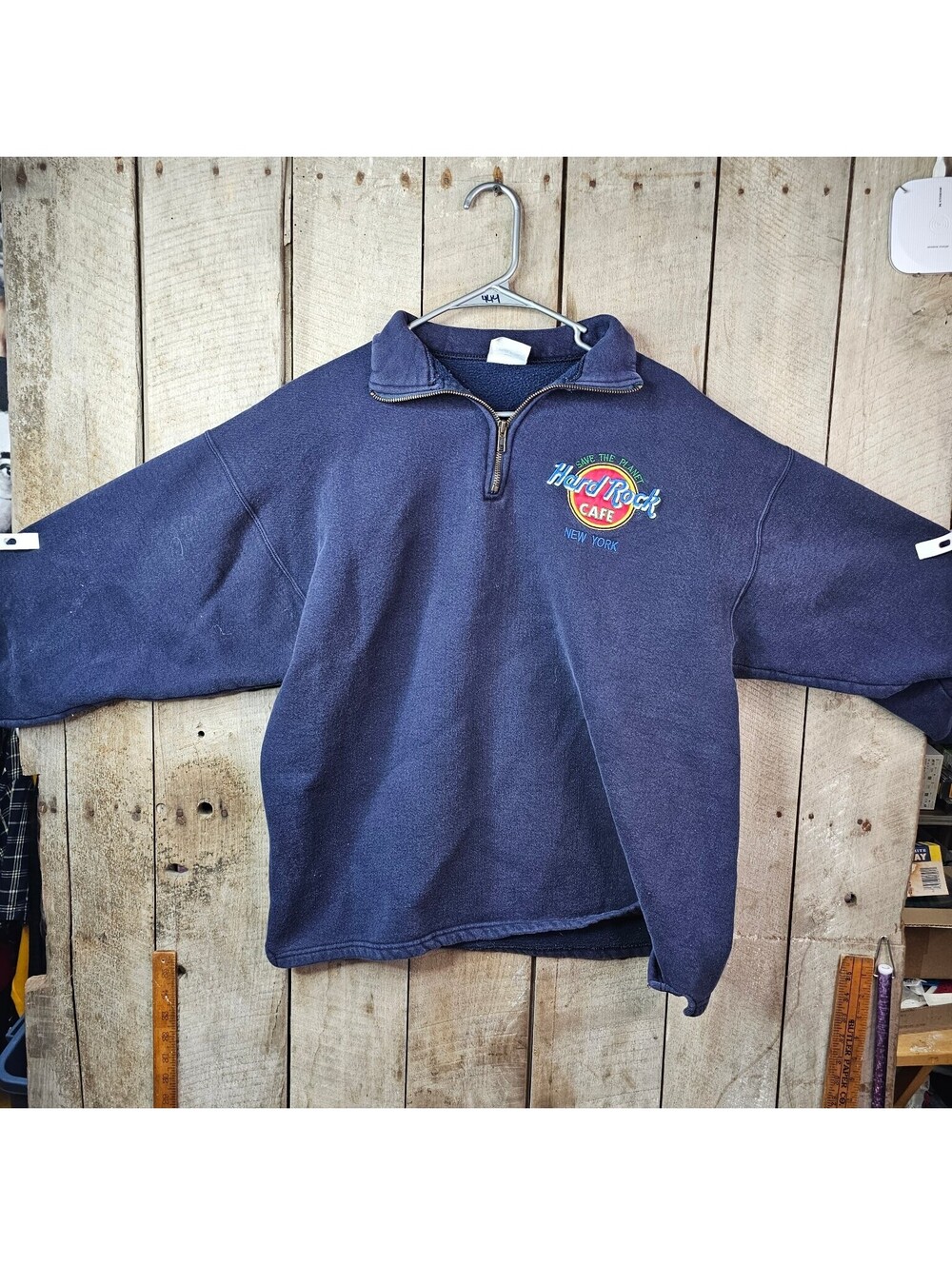 Vintage Hard Rock Cafe New York 1/4 Zip Sweatshirt Pullover Save The Planet M